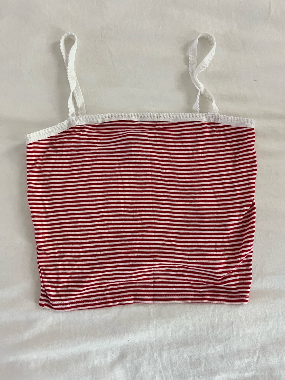 Forever 21 Red and White Striped Mini Tube Skirt with Straps, Size Small